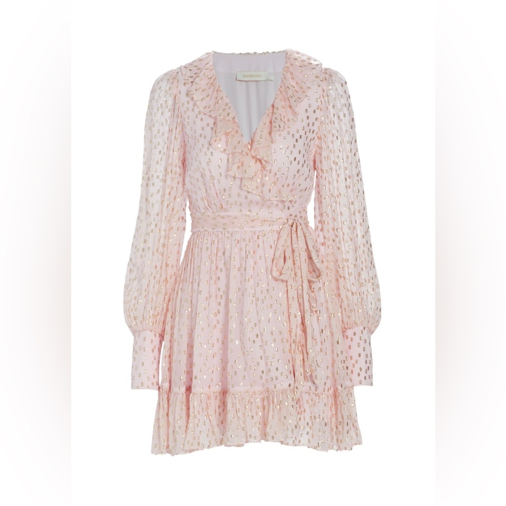 NWT Zimmermann silk ruffled pink minidress AUS 0= US 4